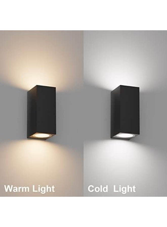 ALMIFTAH 4 Pieces Square Wall Lamp Indoor & Outdoor | IP65 Waterproof Black Wall Sconce | Modern Aluminium GU10 Wall Light for Garden, Hallway, Terrace & Exterior Walls - Image 2
